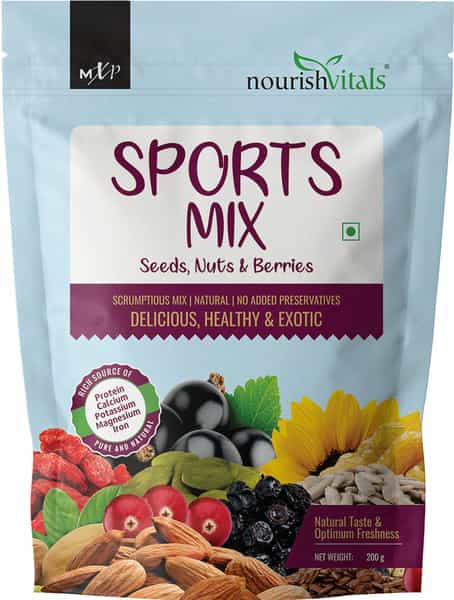 Nourishvitals Healthy Munching Combo Sports Mix Seeds + Mix Berries Scrumptious Mix (200Gm Each)