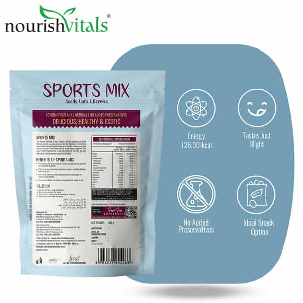 Nourishvitals Healthy Munching Combo Sports Mix Seeds + Mix Berries Scrumptious Mix (200Gm Each)
