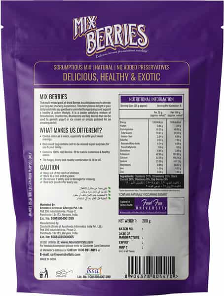 Nourishvitals Healthy Munching Combo Sports Mix Seeds + Mix Berries Scrumptious Mix (200Gm Each)