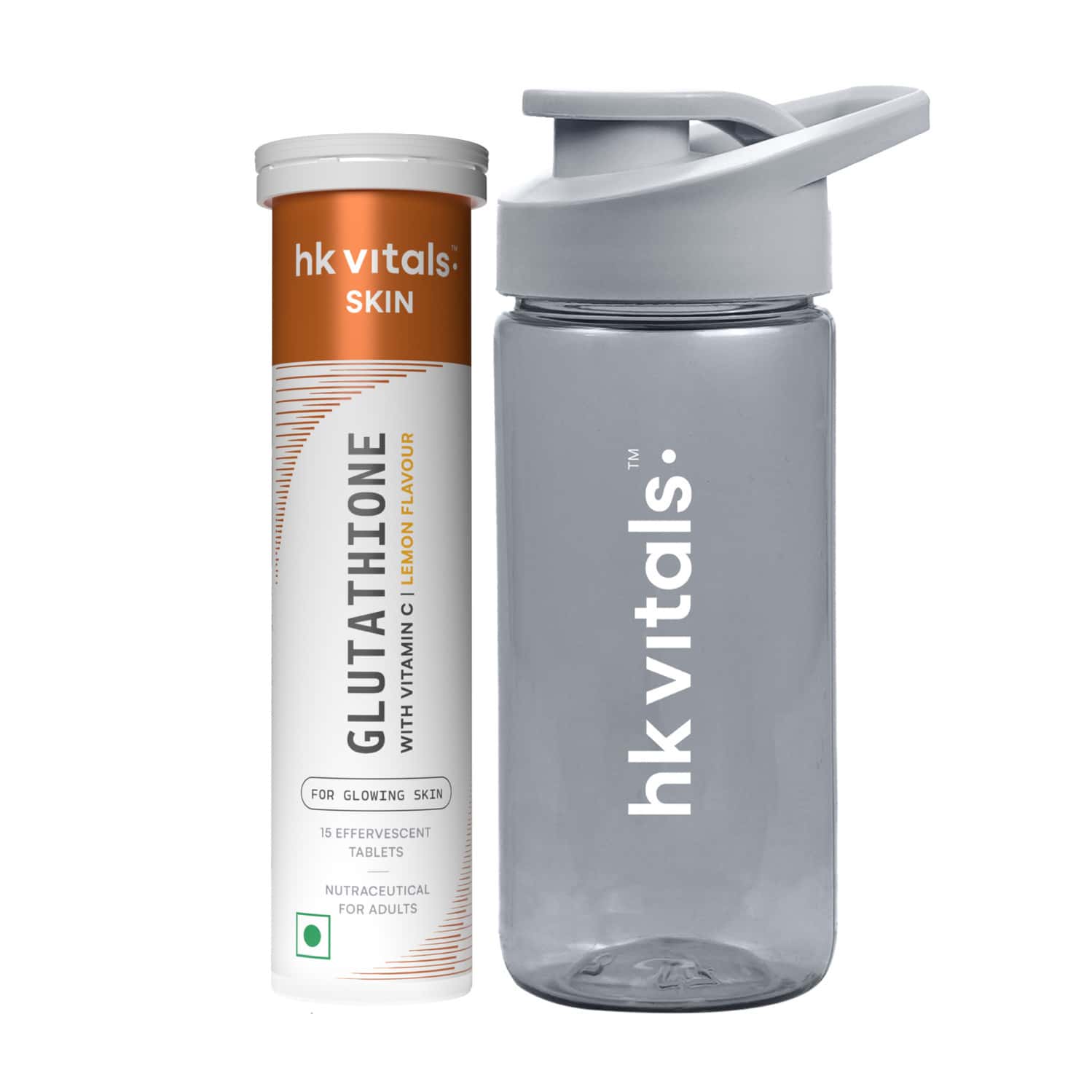 Hk Vitals Glutathione (lemon - 15 Effervescent Tablets) With Sipper Bottle