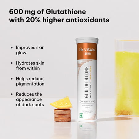 Hk Vitals Glutathione (Lemon - 15 Effervescent Tablets) With Sipper Bottle