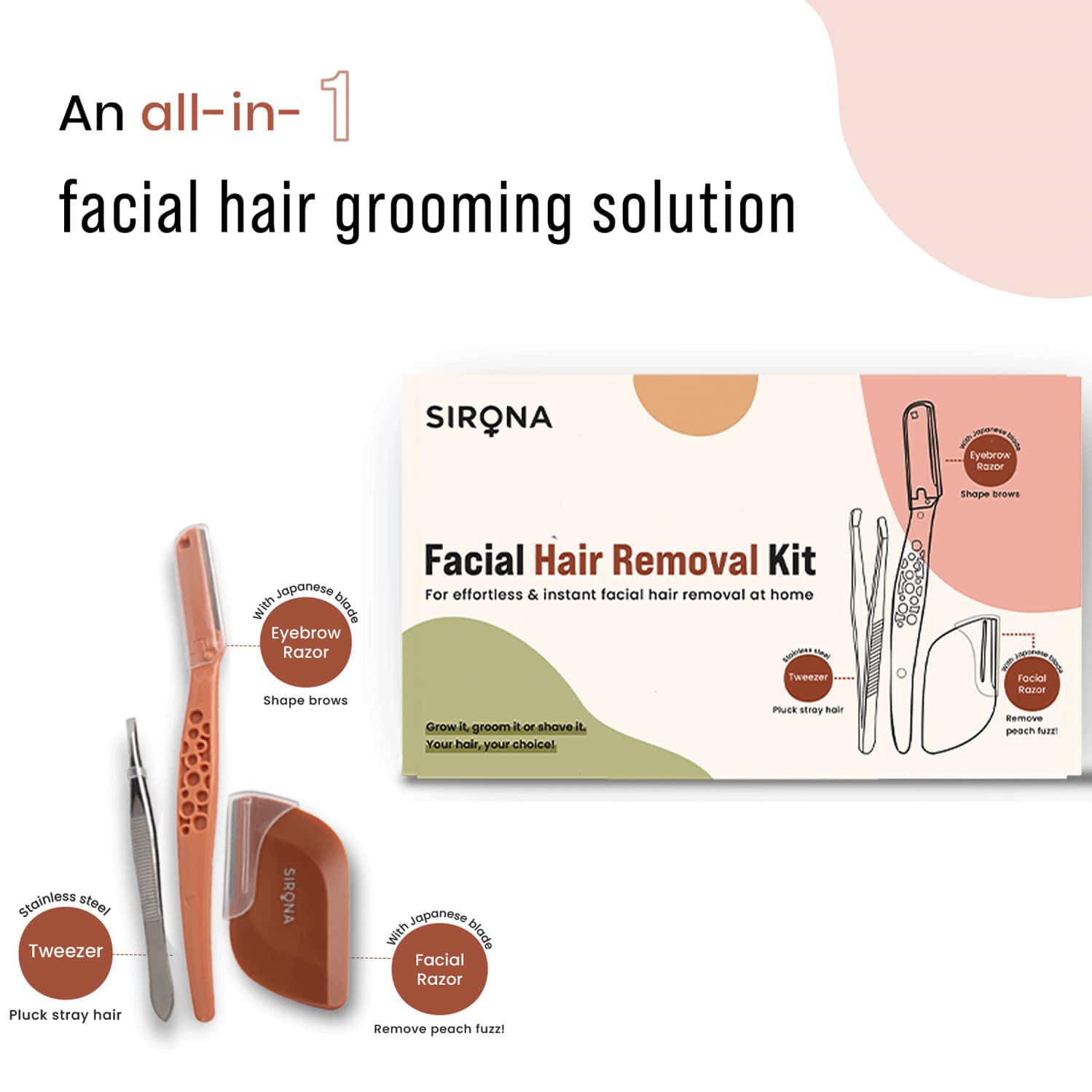 Buy SIRONA REUSABLE FACIAL HAIR REMOVAL KIT SET OF 3 Online & Get Upto