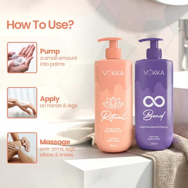 Vokka Ritual & Bonds Perfume Body Lotion Combo 250Ml X 2 | Vanilla Orchid & Warm Woody Fragrance |