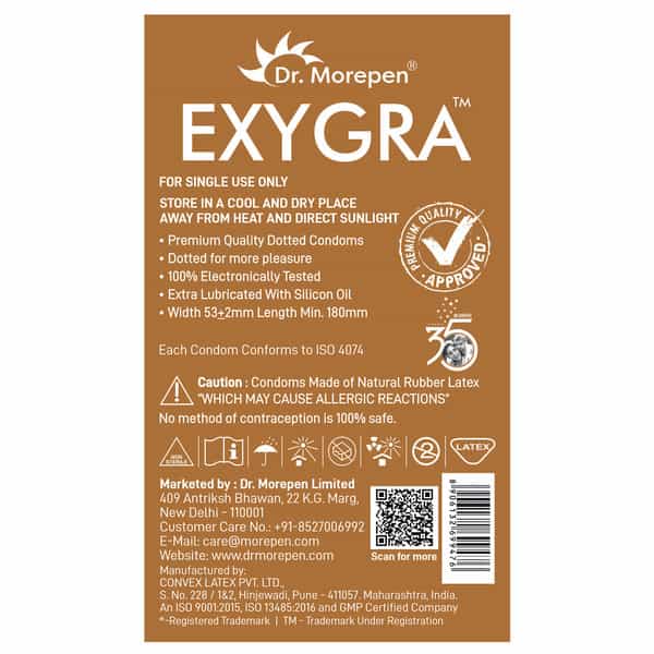 Dr. Morepen Exygra Dotted | Choicolate | Condom | 10 No's | Pack Of 2