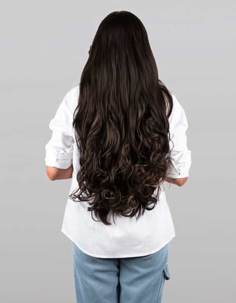Streak Street Clip-In 24" Full-Wavy Dark Brown Hair Extensions With Copper Highights