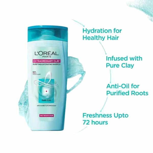 L'oreal Paris Extraordinary Clay Purifying & Hydrating Bottle Of 82.5Ml Shampoo