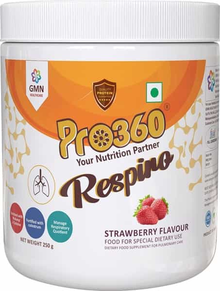 Pro360 Respiro | Nutritional Protein Supplement | Strawberry | Powder | Jar | 250 Gm