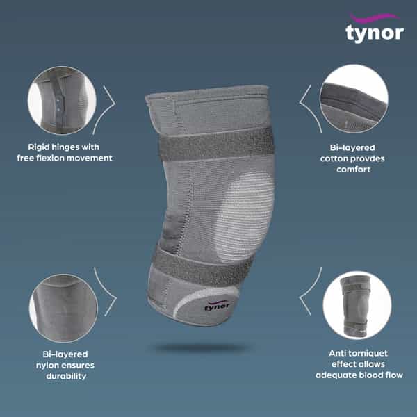 Tynor Knee Cap With Rigid Hinge Grey Medium 1 Unit