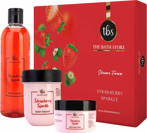 The Bath Store Strawberry Sparkle Combo (Body Butter 200Gm + Body Wash 300Ml + Body Yogurt 200Gm)