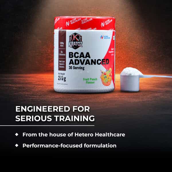 Kratoz Bcaa Advanced Powder For Lean Muscle & Recovery - 30 Servings - 270G - (Fruit Punch)