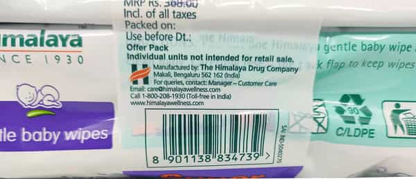 Himalaya Baby Gentle Wipes Combo Pack 2*72