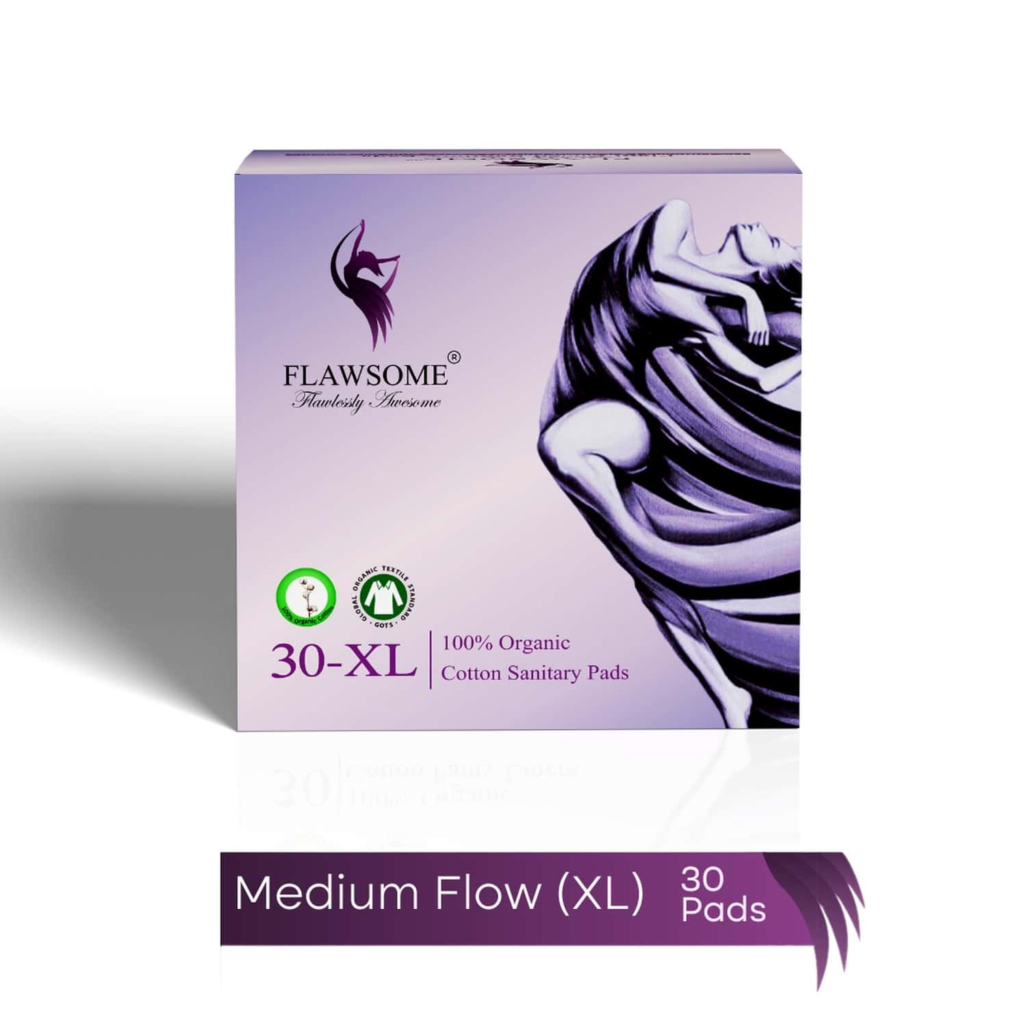 Flawsome 100% Organic Sanitary Pads | High Absorption | Size Xl | With Paper Disposal Pouches - 30n
