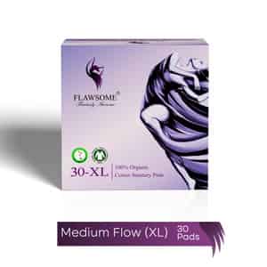 Flawsome 100% Organic Sanitary Pads | High Absorption | Size Xl | With Paper Disposal Pouches - 30n