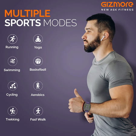 Gizmore Aura Smartwatch-1.4" Touch Display Heart Rate Spo2 Monitoring & Water Resistance(Blue)
