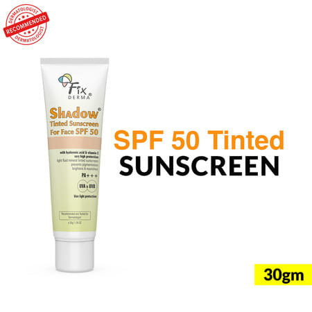 Fixderma Shadow Tinted Sunscreen | For Face | Spf 50 |Pa+++ | With Blue Light Protection | 30 Gm