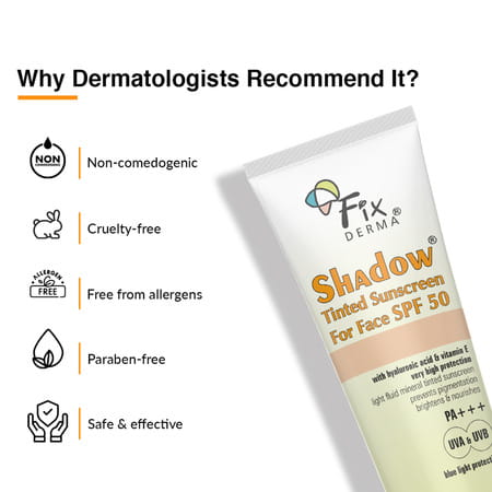 Fixderma Shadow Tinted Sunscreen | For Face | Spf 50 |Pa+++ | With Blue Light Protection | 30 Gm