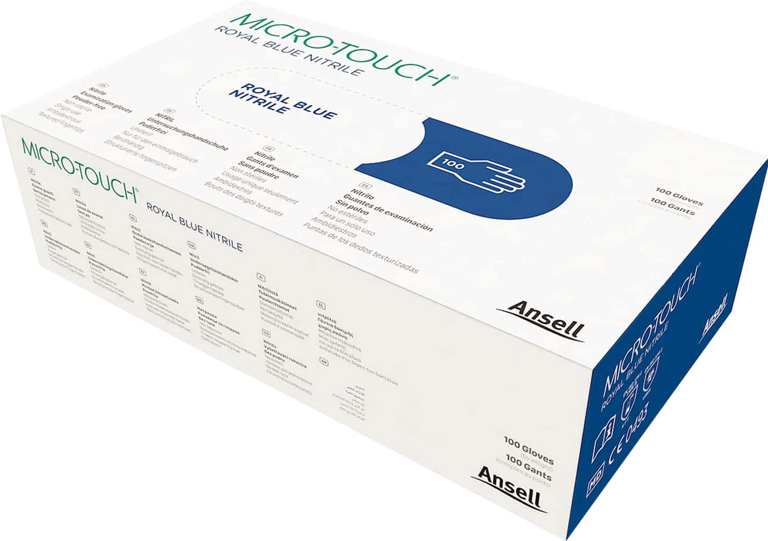 Ansell Micro Touch Royal Blue Nitrile Examination Glove Pack Of 100 - Medium