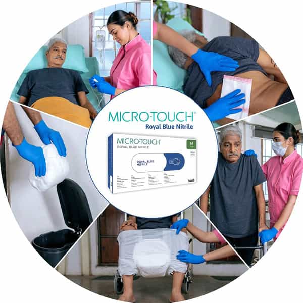 Ansell Micro Touch Royal Blue Nitrile Examination Glove Pack Of 100 - Medium