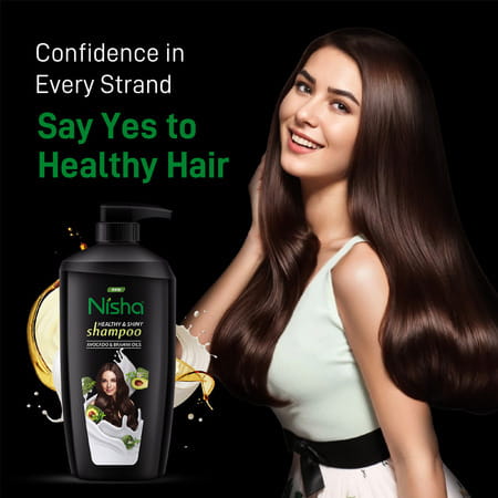 Nisha Healthy & Shiny Shampoo 650ml | Avocado & Brahmi Shampoo For Strong Beautiful Hair
