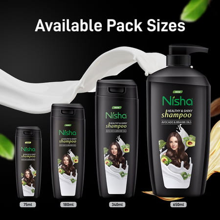 Nisha Healthy & Shiny Shampoo 650ml | Avocado & Brahmi Shampoo For Strong Beautiful Hair