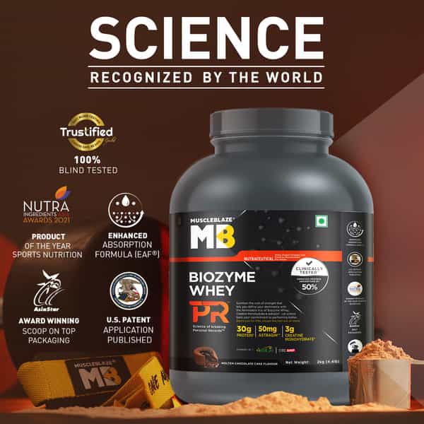 Muscleblaze Biozyme Whey Protein Pr (Molten Chocolate Cake | 2Kg / 4.4Lbs) | 30G Protein