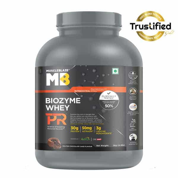 Muscleblaze Biozyme Whey Protein Pr (Molten Chocolate Cake | 2Kg / 4.4Lbs) | 30G Protein