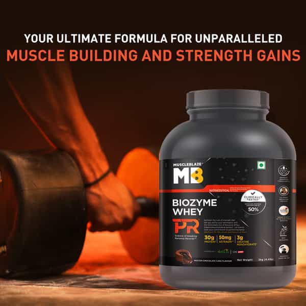 Muscleblaze Biozyme Whey Protein Pr (Molten Chocolate Cake | 2Kg / 4.4Lbs) | 30G Protein