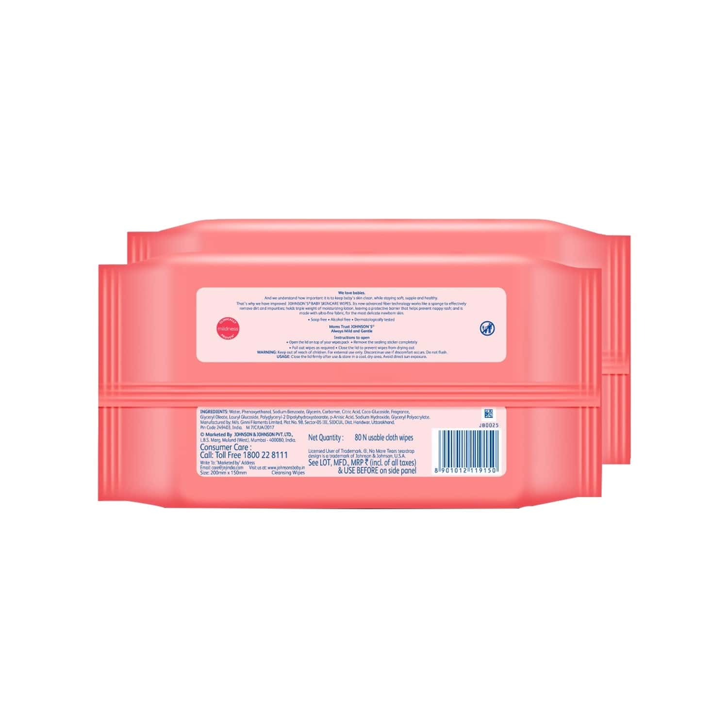 Buy JOHNSON'S BABY WET WIPES (PACKS OF 2) PACK OF 160 Online & Get Upto