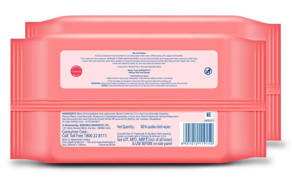 Buy JOHNSON'S BABY WET WIPES (PACKS OF 2) PACK OF 160 Online & Get Upto