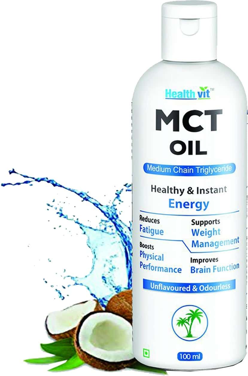 Healthvit Mct Oil From Coconut Oil Gluten Free Bottle Of 100 Ml