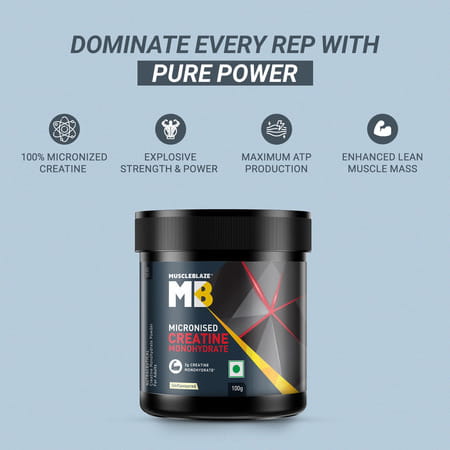 Muscleblaze Micronized Creatine Monohydrate Powder| Unflavoured (100g) With Shaker