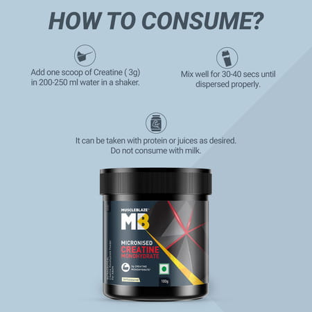 Muscleblaze Micronized Creatine Monohydrate Powder| Unflavoured (100g) With Shaker