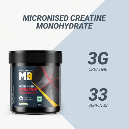 Muscleblaze Micronized Creatine Monohydrate Powder| Unflavoured (100g) With Shaker