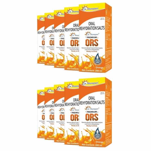Dr. Morepen Premium Ors Drink With Electrolytes | Orange Flavour - 200Ml Pack Of 10