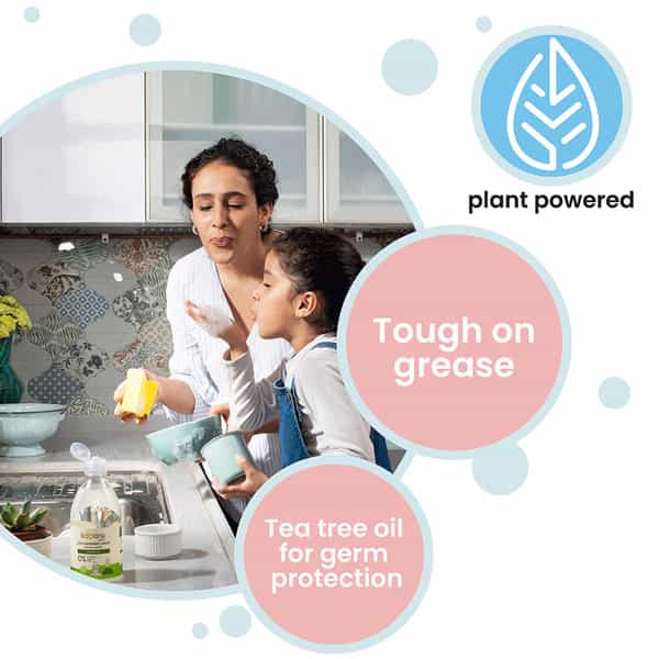 Koparo Dishwashing Liquid With Lime And Basil | Plant Based | Baby & Pet Safe | Refill Pack - 750 Ml