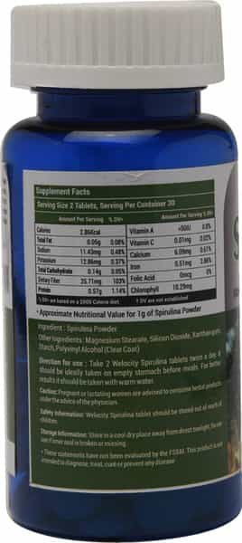 Welocity Booster's Spirulina Tablets-Green Super Food Improves Immunity Improves Vitality