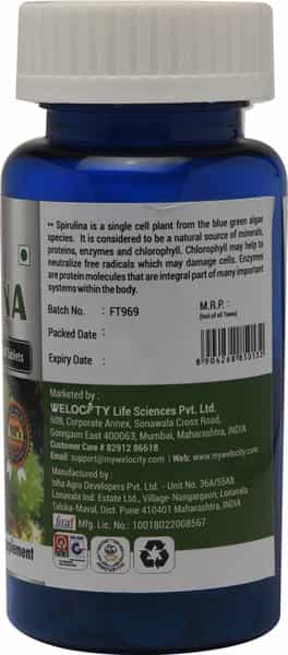 Welocity Booster's Spirulina Tablets-Green Super Food Improves Immunity Improves Vitality