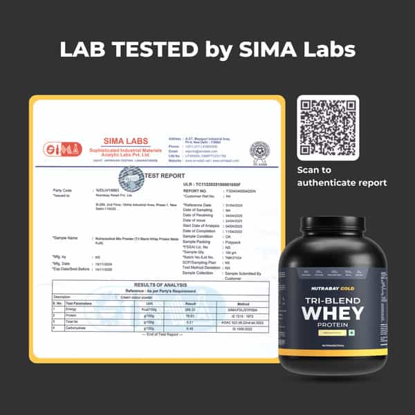Nutrabay Gold Tri Blend Whey Protein Powder - 25G Protein | 5.5G Bcaa - 2Kg | Malai Kulfi