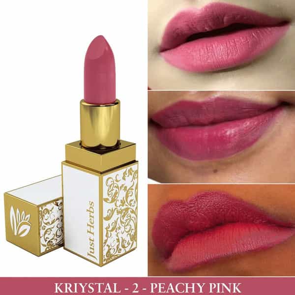 Just Herbs Herb Enriched Ayurvedic Lipstick (Peachy Pink Shade No. 2)