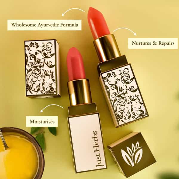Just Herbs Herb Enriched Ayurvedic Lipstick (Peachy Pink Shade No. 2)