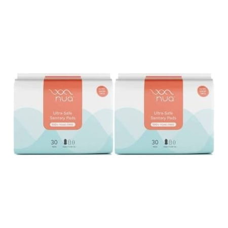 Nua Ultra Safe Sanitary Pads|Super Saver Pack| Heavy Flow Xl30 Pads X Pack Of 2 (Pack Of 60)