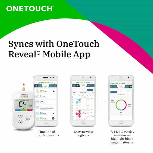 Onetouch Verio Flex Glucometer Combo With 25 Test Strips & 35 Lancets |Syncs Results With Mobile App