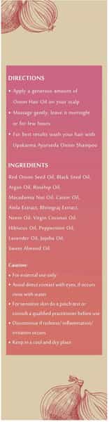 Upakarma Onion Hair Oil With Black Seed Argan Coconut Jojoba Neem Oil - 200 Ml