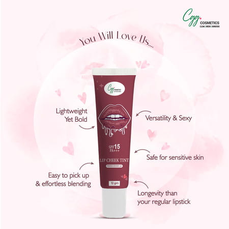 Cgg Cosmetics Lip & Cheek Tint 128 | Spf 15 | Nude Dream | 7g |Matte Finish|Vitamin E & Rosehip Oil