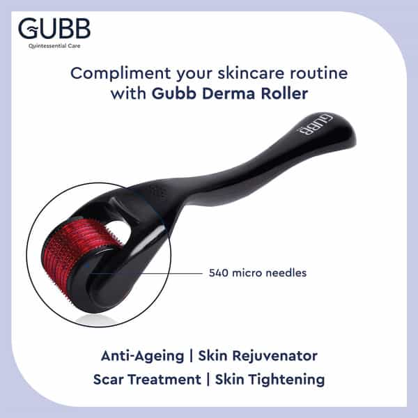 Gubb Usa Derma Roller 0.5Mm For Face Acne Scars Skin Ageing Titanium Micro Needles Red Color