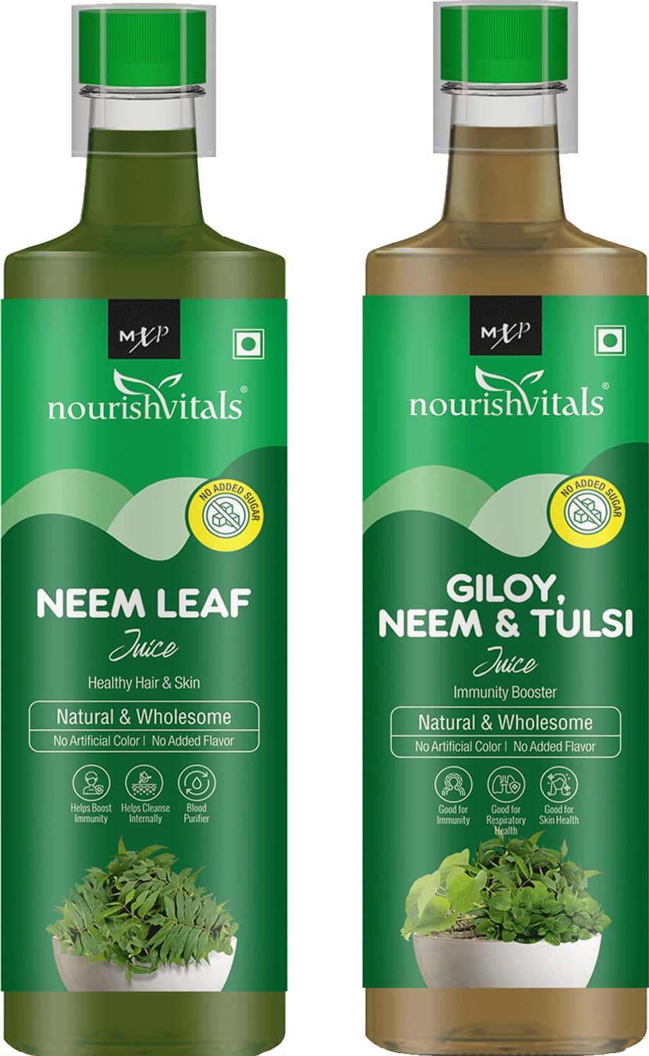 Buy NOURISHVITALS NEEM LEAF JUICE + GILOY NEEM & TULSI JUICE IMMUNITY