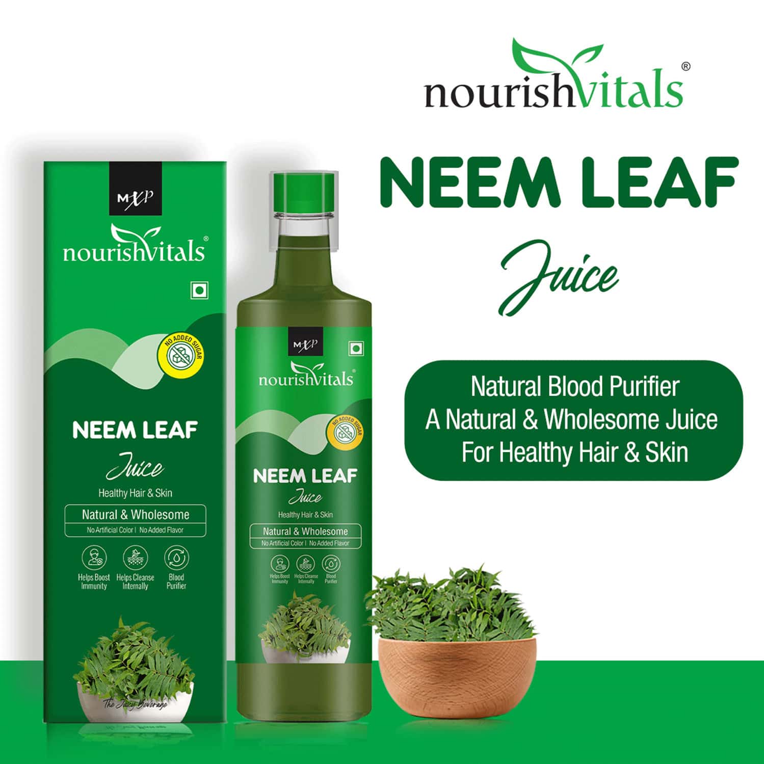 Buy NOURISHVITALS NEEM LEAF JUICE + GILOY NEEM & TULSI JUICE IMMUNITY