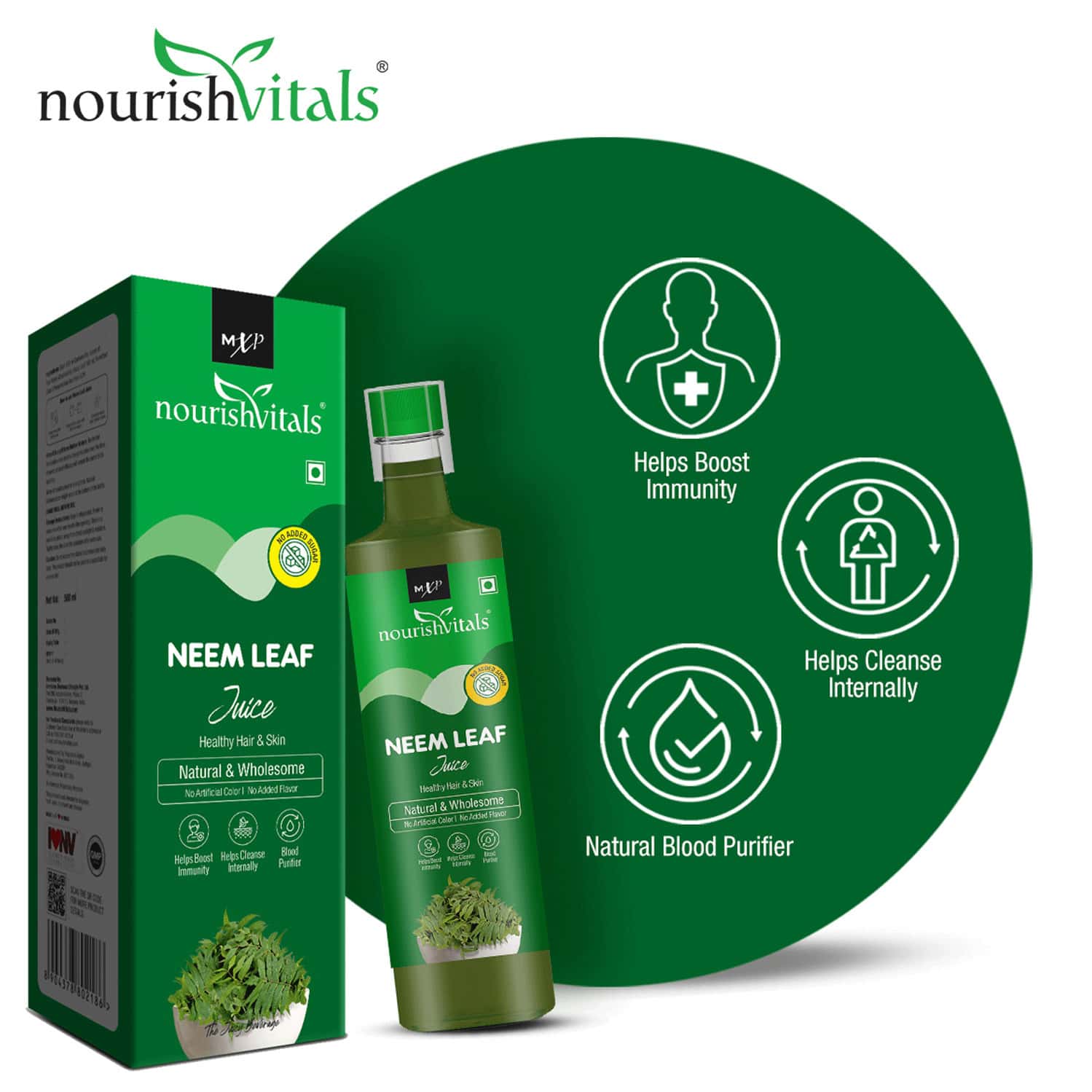 Buy NOURISHVITALS NEEM LEAF JUICE + GILOY NEEM & TULSI JUICE IMMUNITY
