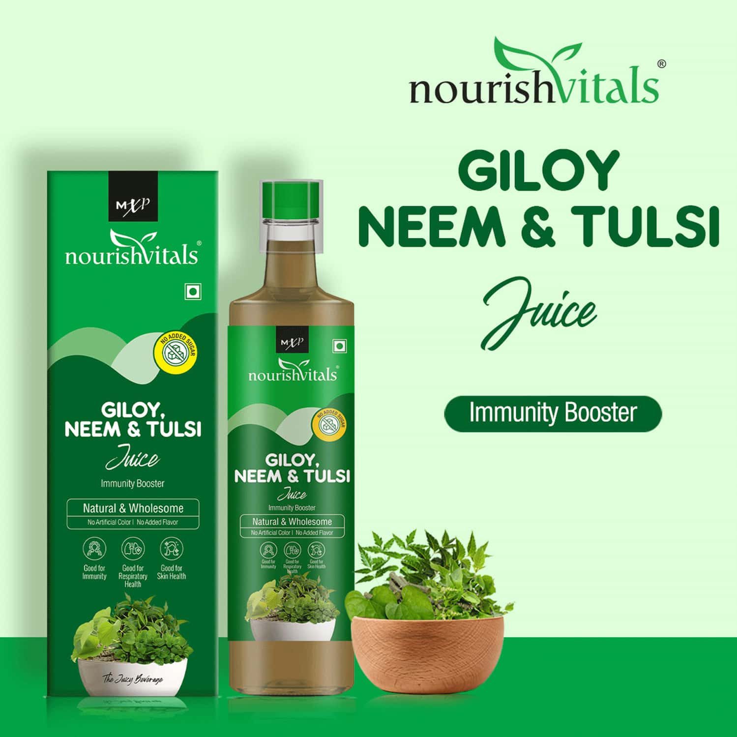 Buy NOURISHVITALS NEEM LEAF JUICE + GILOY NEEM & TULSI JUICE IMMUNITY