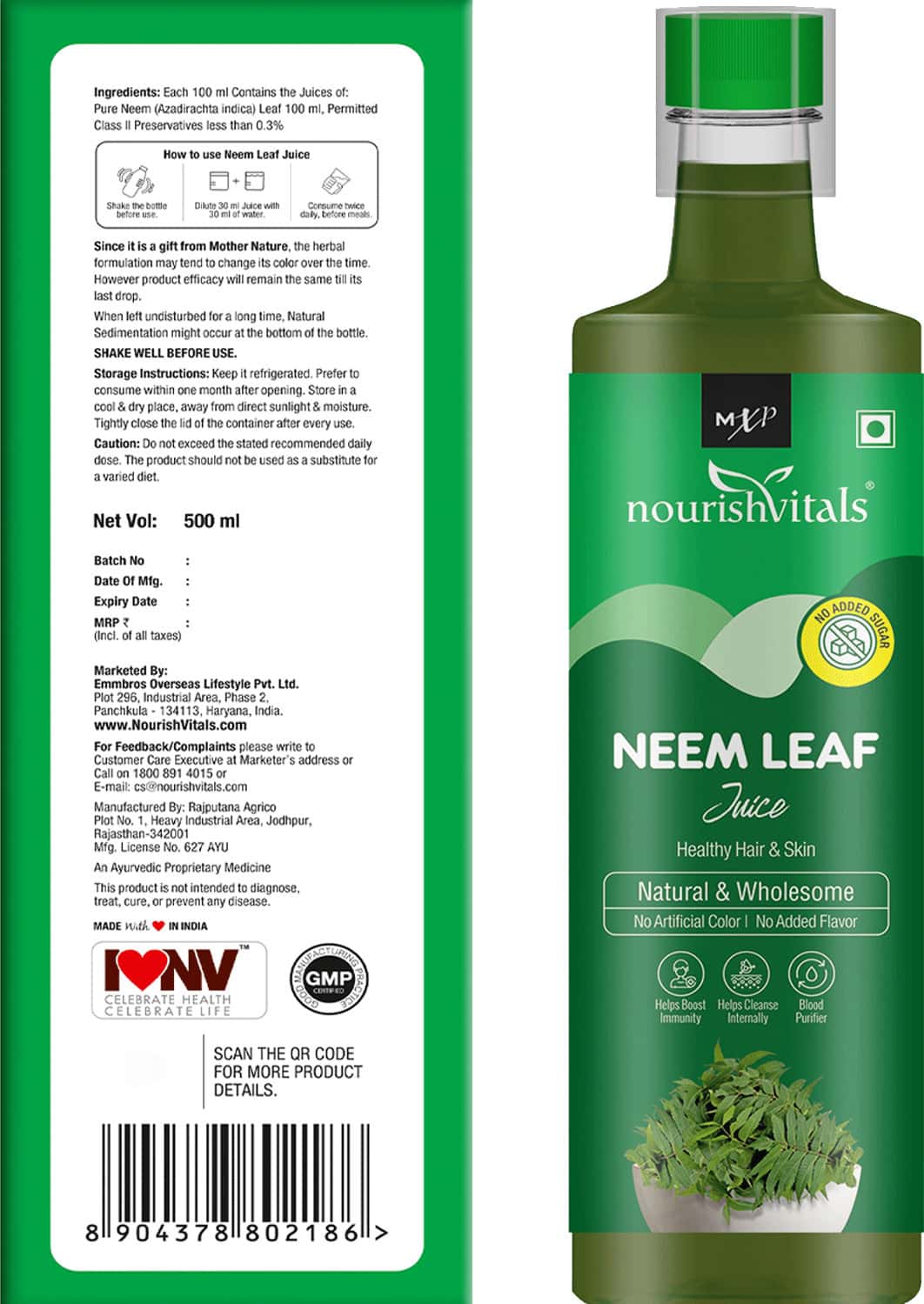 Buy NOURISHVITALS NEEM LEAF JUICE + GILOY NEEM & TULSI JUICE IMMUNITY